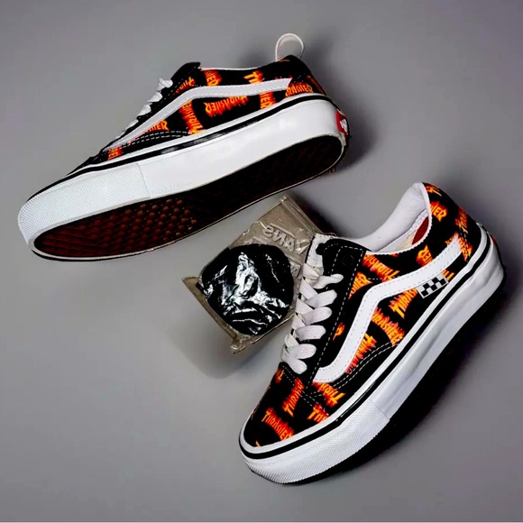 Vans Shoes - VANS x Thrasher Old Skool Skate Low Top Black Canvas Women Sneakers VN0005W0BML